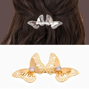 Butterfly Hair Clips Alloy Rhinestone Hollow Metal Barrettes Bridal Wedding Baroque Hair Accessories For Women
