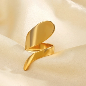 Klobiger 18K vergoldeter Edelstahl-Spiralring mit minimalistischem geometrischem Design