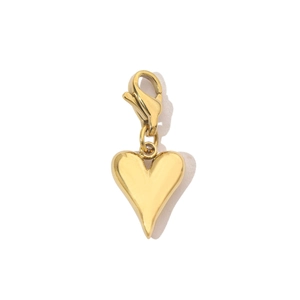Macro shot of gold heart pendant with lobster clasp and sparkling crystal detailing