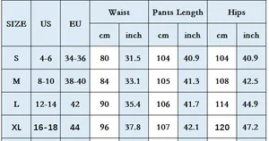 Size chart for women's loose denim overalls showing waist, hips, and length in cm and inches