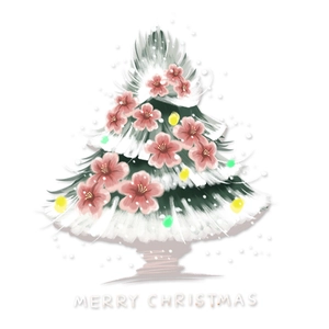 Weißer Blumen-Weihnachtsbaum-Fensteraufkleber mit Merry Christmas Textdekoration