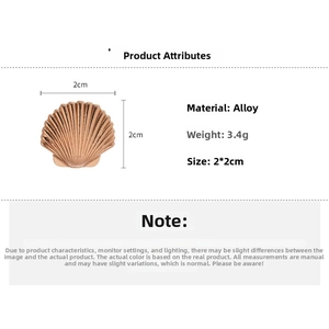 Macro view of shell-shaped rose gold ear clip with material details and dimensions