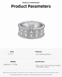 Macro view of 925 sterling silver band showing detailed stone inlay and specifications