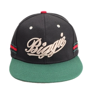 Casquette snapback noire et verte avec broderie Biggie blanche sur le devant