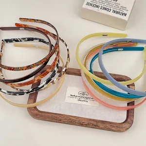 Serre-Tête Fin En Acétate Avec Dents Antidérapantes Motif Écaille De Tortue Marbré Style Coréen Pour Femmes
