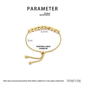 Detail view of bone-shaped stainless steel bracelet with adjustable drawstring closure