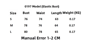 Size chart for rhinestone strapless mini dress showing measurements and weight details