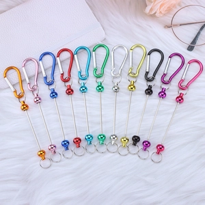 Colorful D-ring metal carabiners with long pins for DIY keychains and bag accessories