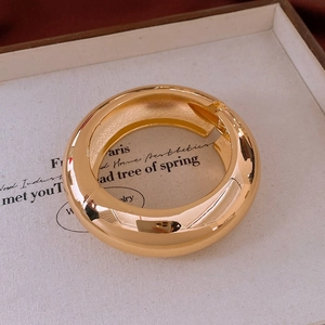 Bracelet jonc double gourde doré poli avec fermoir charnière dans un coffret à bijoux