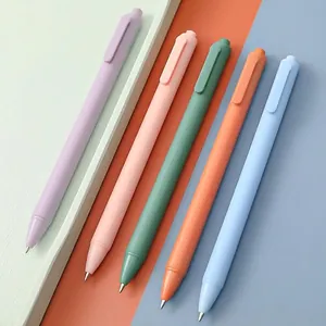 Minimalist retractable gel pen set with 5 pastel colors and matte finish texture