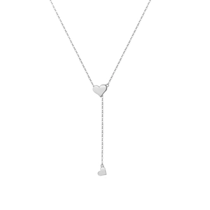 925 Sterling silver heart pendant Y-necklace with sparkling stones on white background