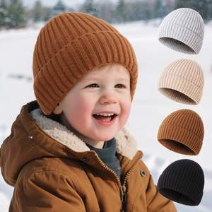 Baby Toddler Knitted Beanie Hat Soft Warm Acrylic Ribbed Cuff Skull Cap For Boys Girls Autumn Winter