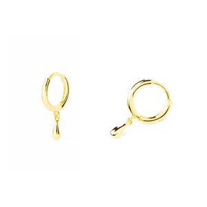 Fashionable S925 sterling silver golden teardrop hoop earrings with high-shine metal finish