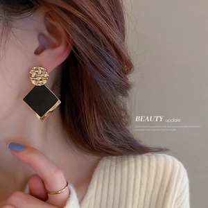 Geometric Square Drop Earrings Alloy With Silver Earring Post Korean INS Style Fashion Elegant Vintage Jewelry For Women