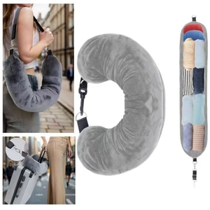 Housse de coussin de voyage en peluche grise à remplir de vêtements pour bagage
