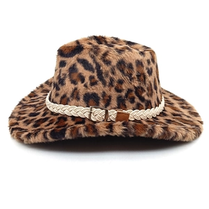Close-up of leopard print faux fur texture and white woven belt with metal buckle