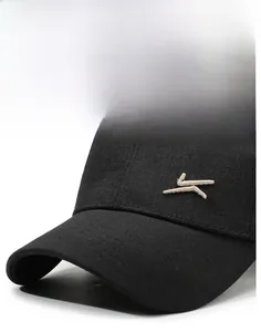 Detailed embroidery logo and sturdy brim design on a black cotton baseball cap for men