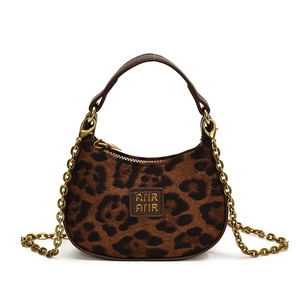 Mini sac bandoulière léopard pour enfants avec poignée cuir et chaîne dorée