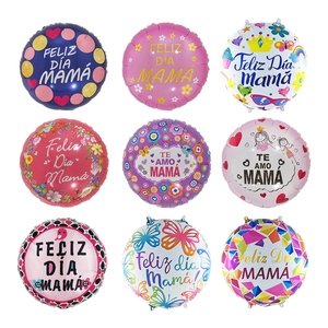 Set of nine 18-inch Mother's Day foil balloons with Spanish Feliz Dia Mama greetings