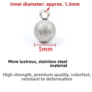 5mm matte stainless steel bead pendant with closed ring for jewelry making