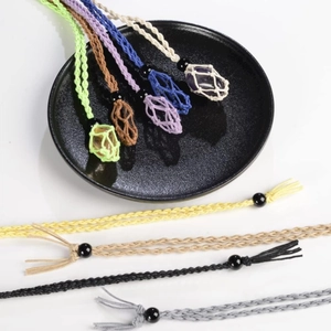 Handmade woven net necklace for stones in multiple colors with adjustable cord