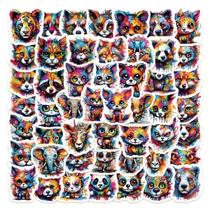 Colorful Animal Graffiti Stickers PVC Waterproof For Laptop Luggage Phone Case Watercolor Art Style Decorative Decals