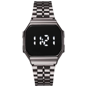 Vintage Digital Watch Alloy Steel Strap Luminous LED Display Square Retro Electronic Wristwatch For Men Women Couple