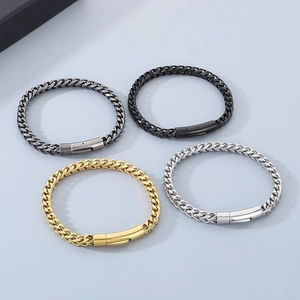 Minimalist stainless steel wheat chain bracelets for men in four metallic finishes