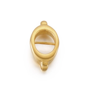 Polished gold curved double-loop hollow connector for DIY jewelry making and necklaces
