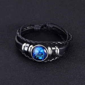 Bracelet multicouche en cuir signe Lion lumineux dans le noir pour hommes et femmes