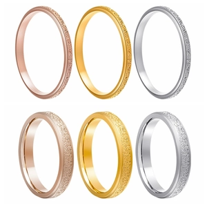 2mm stainless steel rings in gold rose gold and silver with polished and frosted finishes