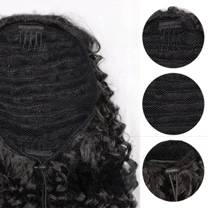 Detail view of the breathable mesh net, dual clips, and adjustable drawstring on wig