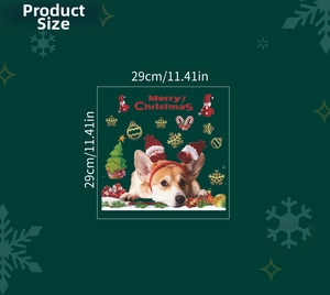 Detail of Christmas wall sticker with Corgi and Merry Christmas text in 29x29cm size