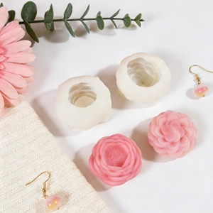 DIY silicone molds for 3D flower candles featuring peony and carnation floral patterns