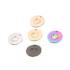 Mirror stainless steel hollow heart pendants in five colors for DIY jewelry making
