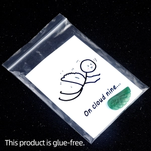 30mm grüner Kristall-Flügelstein mit On Cloud Nine Karte in Klarsichtverpackung
