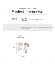 Vue détaillée de boucles d'oreilles lune à pompons longs avec clous en argent