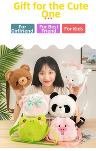 Adorable plush animal crossbody coin purses with adjustable straps for cute girls