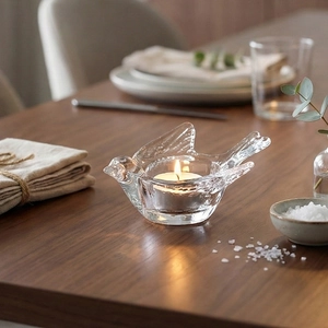Minimalist transparent glass bird candle holder for elegant home desktop decor