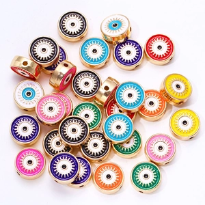 Evil Eye Beads Alloy Enamel Gold Plated Double Sided Round Spacer Beads For DIY Jewelry Making Accessories