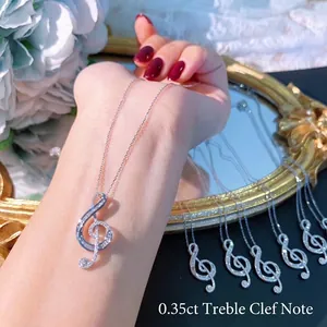 Elegant silver necklace featuring a sparkling musical note pendant set with cubic zirconia