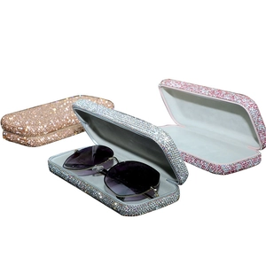 Rhinestone Car Sunglasses Case Portable Hard Shell Glasses Storage Box Holder Bling Luxury Protective For Women