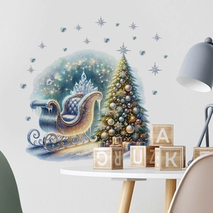 Stickers Muraux De Noël PVC Amovible Traîneau Renne Arbre Flocons De Neige DIY Décalcomanie Fenêtre Décoration Salon