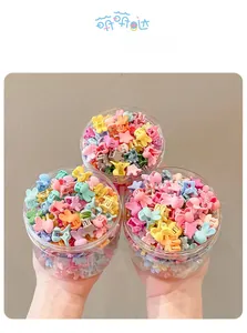 Mini mollette per capelli per bambine in colori pastello e forme a stella, set in barattolo trasparente