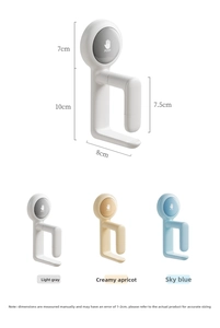 Detailed size specifications and color options for the push-button wall mounted hooks