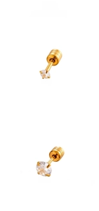 Detailed comparison of 3mm and 5mm 24K gold plated screw earrings with cubic zirconia