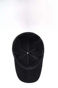 Detail of warm wool blend baseball cap with inner lining and foldable ear protection