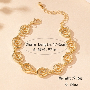 Elegant gold spiral link chain bracelet for women featuring adjustable 17+5cm extender
