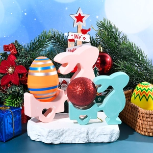 Figurines de lapin de Pâques moules DIY avec œufs décoratifs et ornements brillants