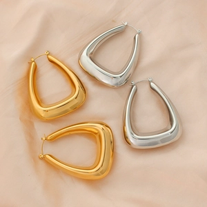 Minimalistische Creolen Aus Edelstahl In U-Form Gold Silber Plattiert Geometrische Große Glatte Ohrringe Für Damen Schmuck Geschenk
